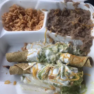 Rolled tacos watery sour cream tasted gross