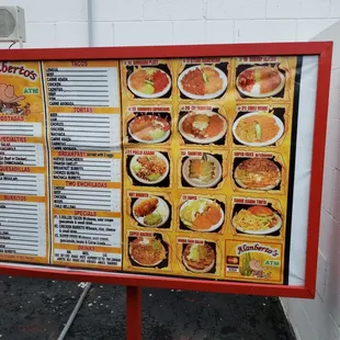 a menu board