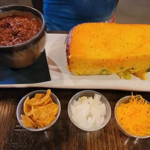 Broccoli Cheddar Cornbread with Chili