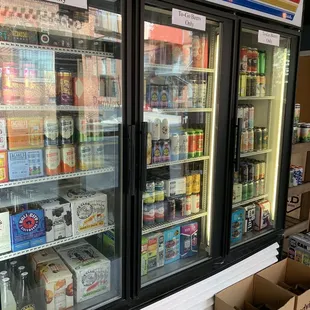 a refrigerated refrigerator in a grocery store