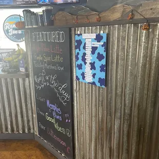 Syrups and featured menu