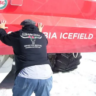 On a glacier in Manitoba showing the Rambling Rose colors.