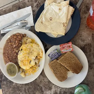two plates of food on a table