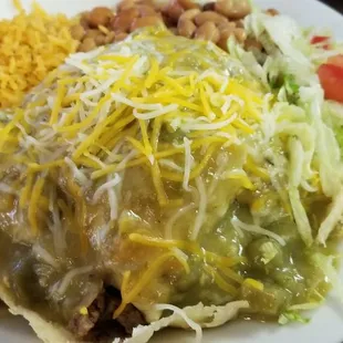 Stuffed sopapilla with green chile.
