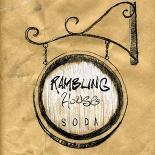 a drawing of a hanging sign