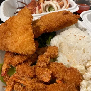 Baja Fried Fish &amp; Shrimp (2pcs &amp; 4pcs) with Grill Whole Squid