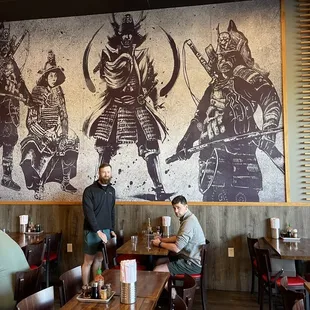 Huge mural showing Samurai warriors.