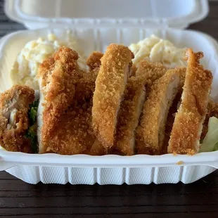 Chicken katsu and Mac salad