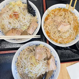 Jiro Style Ramen, regular size bowls. Top has spicy oil requested 2.29.24