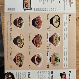 Ramen menu...Great combo deal with ANY special roll.