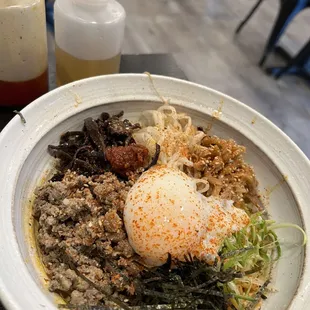 Spicy Maze Soba w/ Vinegar and Chilli Oil on the side