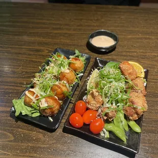 ig: @whatsviveating  |  mentai mayo takoyaki and chicken karaage