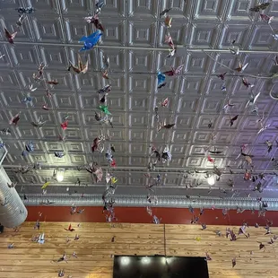 the ceiling of a restaurant