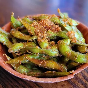 Spicy Garlic Edamame