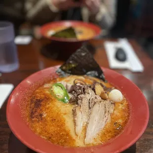 Extra spicy garlic pork ramen