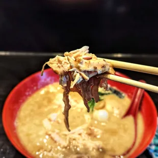 4/8/23: BanbanJi Sesame Pork Ramen. Chicken topping. Tender. Well seasoned. Better than most pork bellies.
