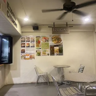 Menu and seating area It's a little hidden  Maybe blinking sign will help to direct people