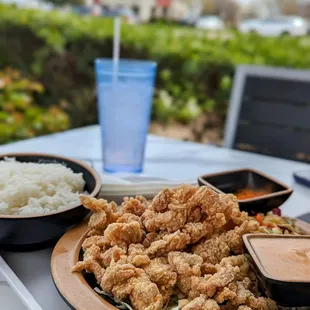 Chicken Karage and a side of steamed rice