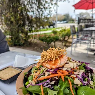 Crispy Ramen Salad with Salmon