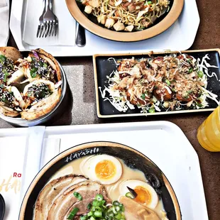 Takoyaki, Tonkotsu Ramen, Nikuman, Chicken Yaki Ramen