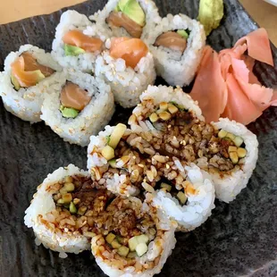 Salmon Avocado Roll and Eel Cucumber Roll