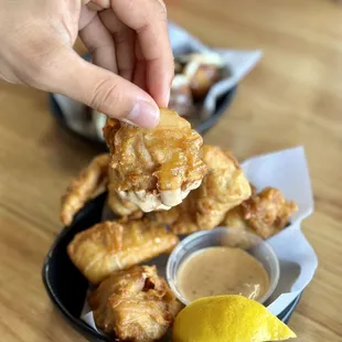 Dunk the karaage in the sauce to get the perfect bite