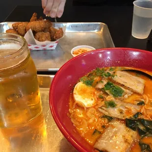 Spicy tonkatsu ramen and a sapporo :)