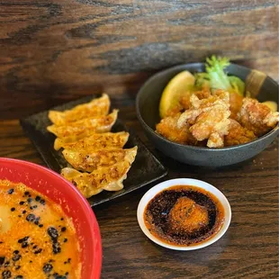 Gyoza and Karaage Deep Fried Chicken
