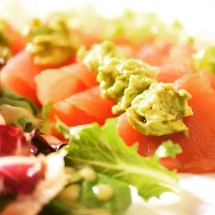 Salmon avocado carpaccio.