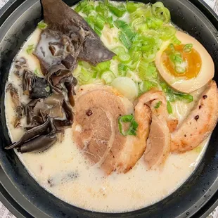 Tonkotsu ramen after adding soup