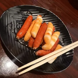 Sausage and rice cakes