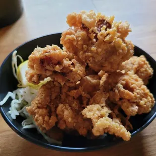 Karage 6pc for $6.50. crispy, light and flavourful.