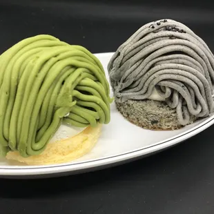 A cake called Mont Blanc. It means "white mountain" in French, and is very popular in Japan