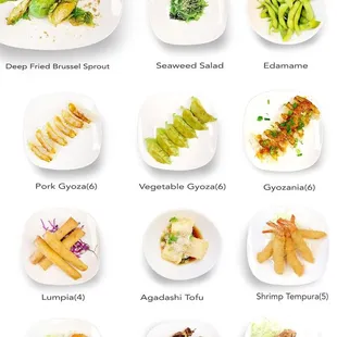 Appetizers: Edamame, Shrimp Tempura, Gyoza, Lumpia and more!