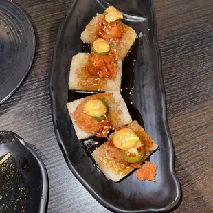 Crispy Rice Cake with Spicy Tuna is my absolute FAV!!!