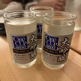 One Cup Sakes ($10 each)