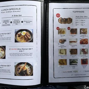 Lunch specials &amp; Toppings