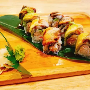 Dragon Roll, $4.95 with their weekday Lunch Special. It was so deeeeelicious and reasonably priced!