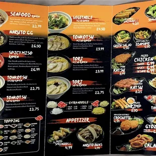 Menu (1 of 2) as of June 2023