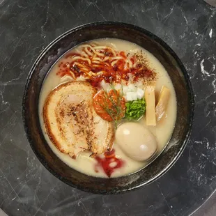 Aka (spicy red garlic oil ) Tonkotsu ramen