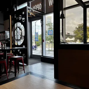 View from booth looking towards front door