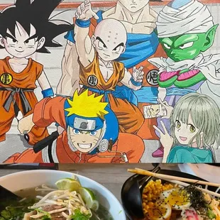 a bowl of ramen and a bowl of noodles