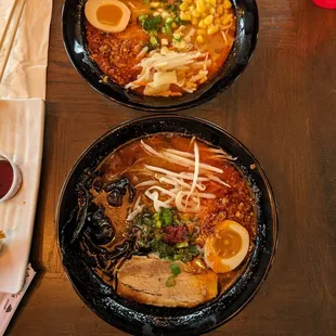 Top: spicy miso Bottom: black jack (mix of both spicy &amp; black tonkatsu)
