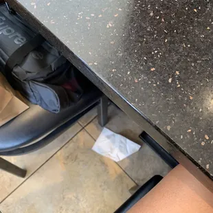 Seated us here but it already had a dirty napkin on the floor :(