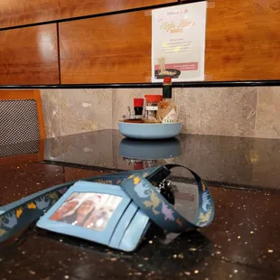 a cell phone on a counter