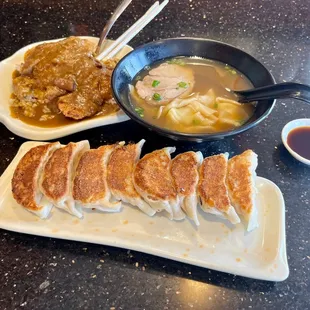 Chicken Katsu Curry Rice set menu with Happy Hour gyoza. (4 free gyoza with any meal from 2-5 Monday - Friday)