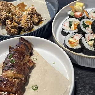 2. Kimbap 6. Boneless Chicken 12. Pork Belly Roll