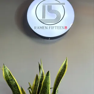 Signage and snake plant