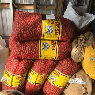 a pile of red onions