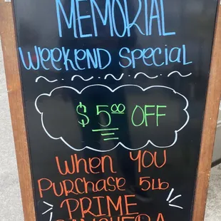 Memorial Day special! Kick off summer with delicious Fresh cut and marinated prime Ranchera meat!